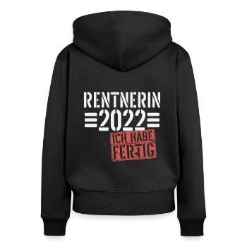 Ruhestand 2022 Rentnerin Spruch Geschenk - Frauen Premium Bio Zip Hoodie - Schwarz - Hinten - Julia (174cm)