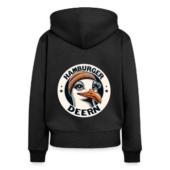 Hamburg Hamburger Deern Beanie North Sea Seagull Funny - Women's Premium Organic Zip Hoodie - black - Back - Julia (174cm)