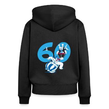 Asterix & Obelix 60. Geburtstag Design - Frauen Premium Bio Zip Hoodie - Schwarz - Hinten - Julia (174cm)