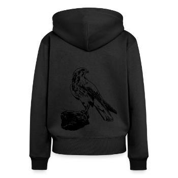 Falcon Bird Perched On Tree Cool Bird Lovers Gift - Women's Premium Organic Zip Hoodie - black - Back - Julia (174cm)