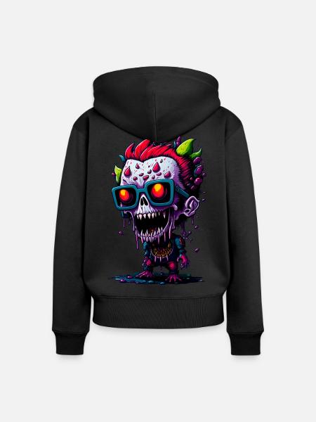 Bunter cooler Zombie - Frauen Premium Bio Zip Hoodie - Schwarz