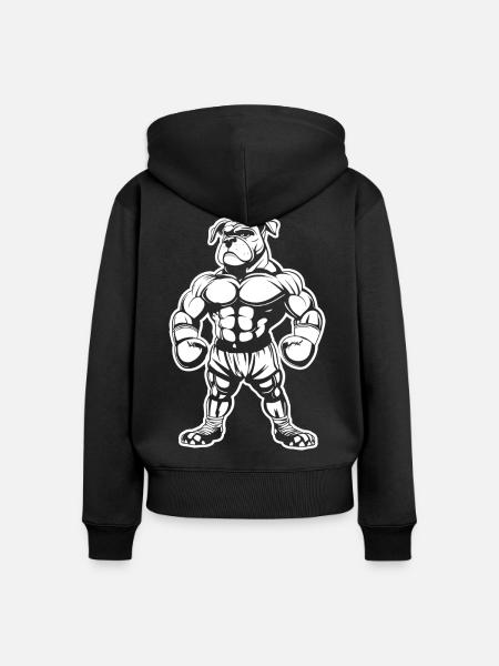 Boxer Hund Zeichnung - Frauen Premium Bio Zip Hoodie - Schwarz