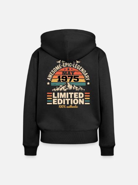 Mai 1975 - Mai 1975 - Frauen Premium Bio Zip Hoodie - Schwarz