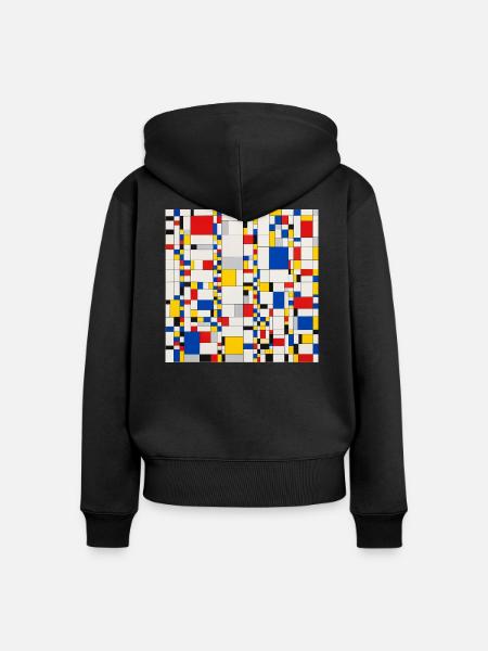 Blockmuster-Abstraktion - Frauen Premium Bio Zip Hoodie - Schwarz