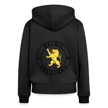 Belgien - Frauen Premium Bio Zip Hoodie - Schwarz - Hinten - Julia (174cm)