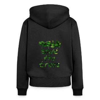 Rettet die Bäume Wald grün Natur Spruch Sommer - Frauen Premium Bio Zip Hoodie - Schwarz - Hinten - Julia (174cm)
