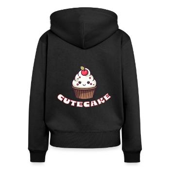Süßer Kuchen - Frauen Premium Bio Zip Hoodie - Schwarz - Hinten - Julia (174cm)