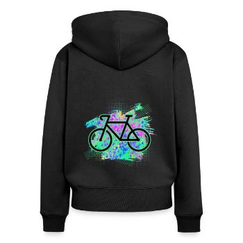 Bicyclette - Sweat à capuche zippé Premium bio Femme - noir - Dos - Julia (174cm)