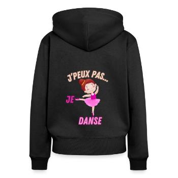 j'peux pas...je danse - Sweat à capuche zippé Premium bio Femme - noir - Dos - Julia (174cm)