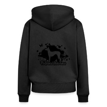 PODENCO IBICENCO Hund Hunde Wilsigns - Frauen Premium Bio Zip Hoodie - Schwarz - Hinten - Julia (174cm)