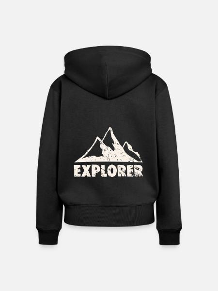 EXPLORER - Frauen Premium Bio Zip Hoodie - Schwarz