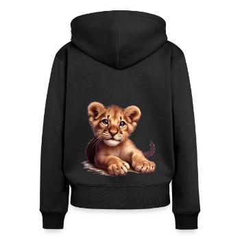 Little (Cute Lion Cub) - Women's Premium Organic Zip Hoodie - black - Back - Julia (174cm)