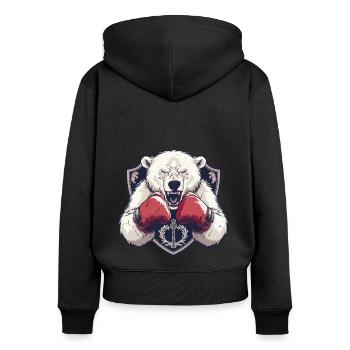 Eisbär Polar Bär Boxer MMA Logo - Frauen Premium Bio Zip Hoodie - Schwarz - Hinten - Julia (174cm)