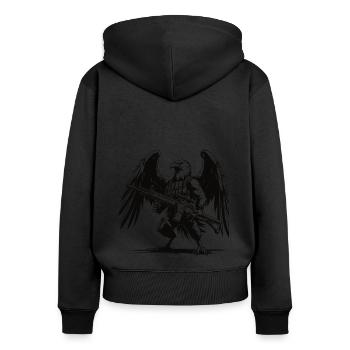 Aigle martial - Aigle - Le guerrier parmi les aigles - Sweat à capuche zippé Premium bio Femme - noir - Dos - Julia (174cm)