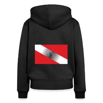 Flagg de plongée - Sweat à capuche zippé Premium bio Femme - noir - Dos - Julia (174cm)