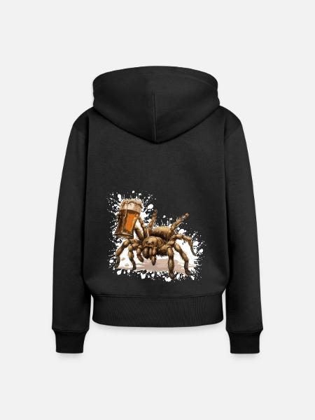 Tarantula Bier Lustig - Frauen Premium Bio Zip Hoodie - Schwarz