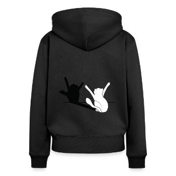 I love you with cat - shadow play - Women's Premium Organic Zip Hoodie - black - Back - Julia (174cm)