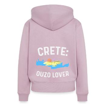 Crete Ouzo Lover - Women's Premium Organic Zip Hoodie - dusky pink - Back - Julia (174cm)