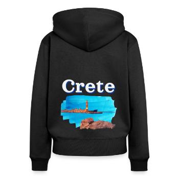 Kreta Leuchturm Griechenland Geschenk - Frauen Premium Bio Zip Hoodie - Schwarz - Hinten - Julia (174cm)