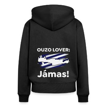 Crete Prost auf griechisch - Frauen Premium Bio Zip Hoodie - Schwarz - Hinten - Julia (174cm)
