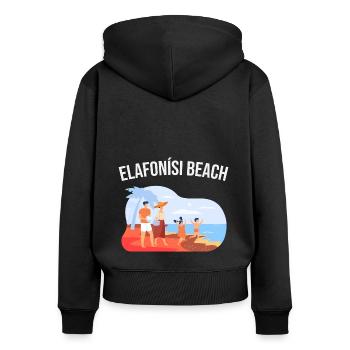 Elafonisi Beach - Frauen Premium Bio Zip Hoodie - Schwarz - Hinten - Julia (174cm)