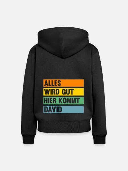 David - Frauen Premium Bio Zip Hoodie - Schwarz