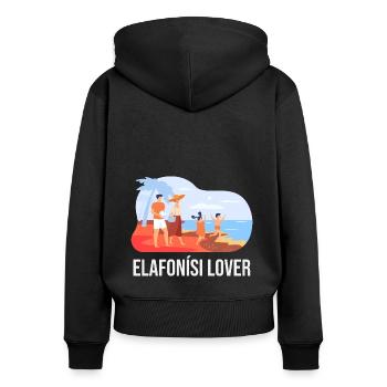 Elafonisi Lover - Frauen Premium Bio Zip Hoodie - Schwarz - Hinten - Julia (174cm)