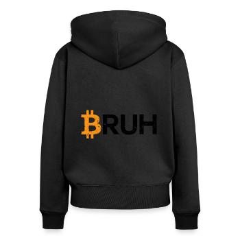 Bitcoin Bruh Kryptowährung Bitcoin - Frauen Premium Bio Zip Hoodie - Schwarz - Hinten - Julia (174cm)