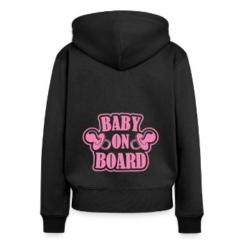 Bébé à bord - Sweat à capuche zippé Premium bio Femme - noir - Dos - Julia (174cm)