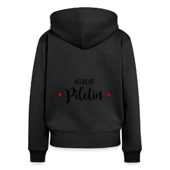 Beste Pilotin Flugkapitän Copilot Flugzeugkapitän - Frauen Premium Bio Zip Hoodie - Schwarz - Hinten - Julia (174cm)