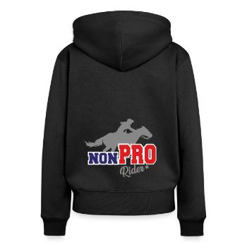 Reining Non Pro Westernreiterin auf Pferd - Frauen Premium Bio Zip Hoodie - Schwarz - Hinten - Julia (174cm)
