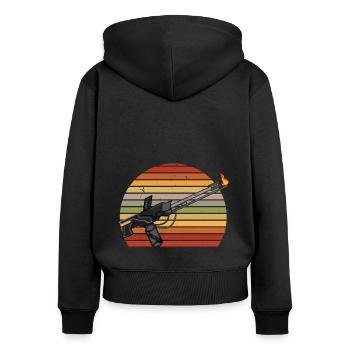 Retro Flammenwerfer Lover Flammenwerfer Hot Burn - Frauen Premium Bio Zip Hoodie - Schwarz - Hinten - Julia (174cm)