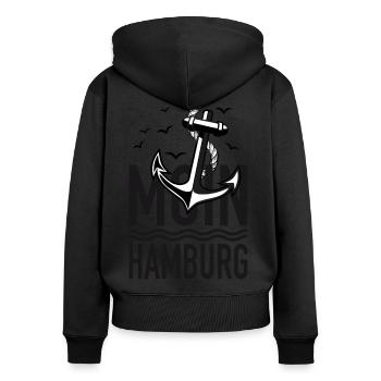 87 MOIN HAMBURG Anchor Rope Seagulls - Women's Premium Organic Zip Hoodie - black - Back - Julia (174cm)