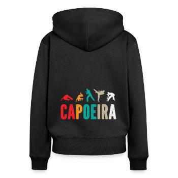 Capoeira brésilienne - Sweat à capuche zippé Premium bio Femme - noir - Dos - Julia (174cm)