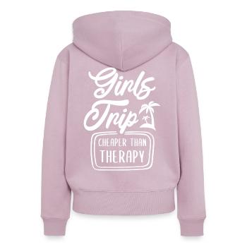 Girls Trip - Cheaper Than Therapy - Frauen Premium Bio Zip Hoodie - Altrosa - Hinten - Julia (174cm)