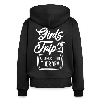 Girls Trip - Cheaper Than Therapy - Frauen Premium Bio Zip Hoodie - Schwarz - Hinten - Julia (174cm)