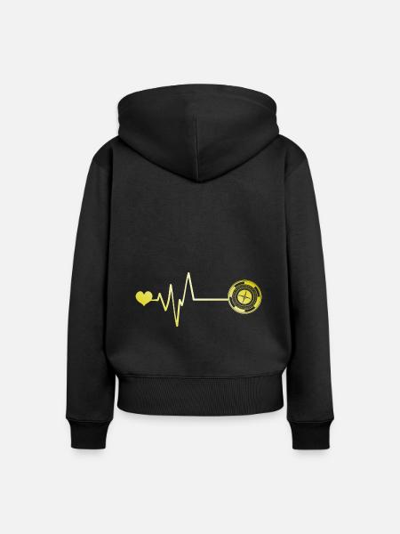 Roulette Puls Herz - Frauen Premium Bio Zip Hoodie - Schwarz