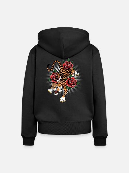 Tiger - Frauen Premium Bio Zip Hoodie - Schwarz
