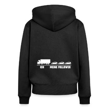 LKW Fahrer Fernfahrer Lastkraftwagen Trucker - Frauen Premium Bio Zip Hoodie - Schwarz - Hinten - Julia (174cm)