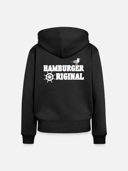 Original Hamburger - Frauen Premium Bio Zip Hoodie - Schwarz