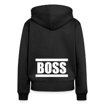 Lettrage du patron, directeur général du cadeau - Sweat à capuche zippé Premium bio Femme - noir - Dos - Julia (174cm)