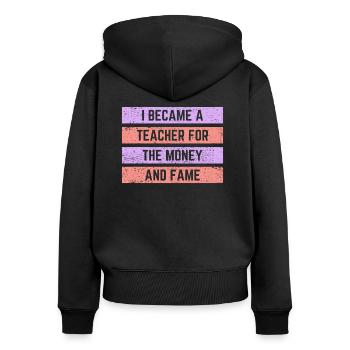 Lehrer - Frauen Premium Bio Zip Hoodie - Schwarz - Hinten - Julia (174cm)