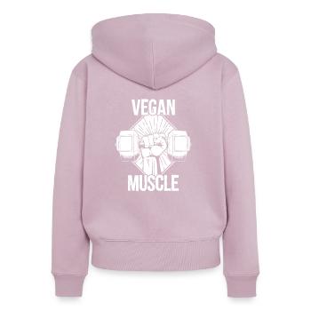 muscles - Sweat à capuche zippé Premium bio Femme - rose poudré - Dos - Julia (174cm)