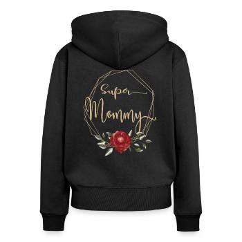 Super Mommy Mutter Mama ist die beste - Frauen Premium Bio Zip Hoodie - Schwarz - Hinten - Julia (174cm)