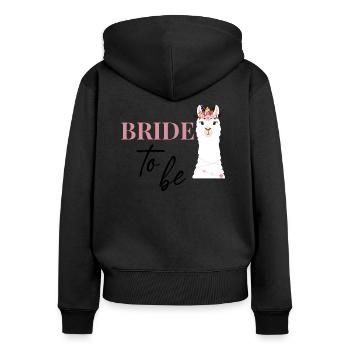 Bride to be Braut Alpaka JGA Junggesellenabschied - Frauen Premium Bio Zip Hoodie - Schwarz - Hinten - Julia (174cm)
