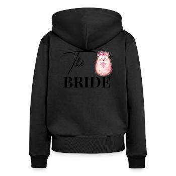Bride Braut Igel Hochzeit JGA Junggesellenabschied - Frauen Premium Bio Zip Hoodie - Schwarz - Hinten - Julia (174cm)