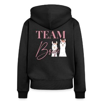 Team Bride Braut Alpaka Lama JGA Hochzeit - Frauen Premium Bio Zip Hoodie - Schwarz - Hinten - Julia (174cm)