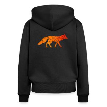 Fuchs Füchse Origami geometrisch - Frauen Premium Bio Zip Hoodie - Schwarz - Hinten - Julia (174cm)