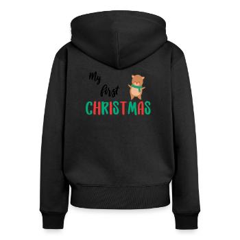 Premier noël premier noël bébé mignon - Sweat à capuche zippé Premium bio Femme - noir - Dos - Julia (174cm)