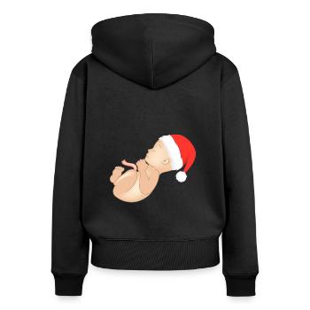 Weihnachten Schwanger Schwangerschaft Babybauch - Frauen Premium Bio Zip Hoodie - Schwarz - Hinten - Julia (174cm)